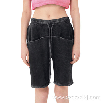 Summer high street washed distressed terry shorts